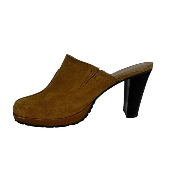 Enzo Angiolini Felicity Vintage Mustard Suede and Wood Heel Mules Size 8 - Picture 16 of 16